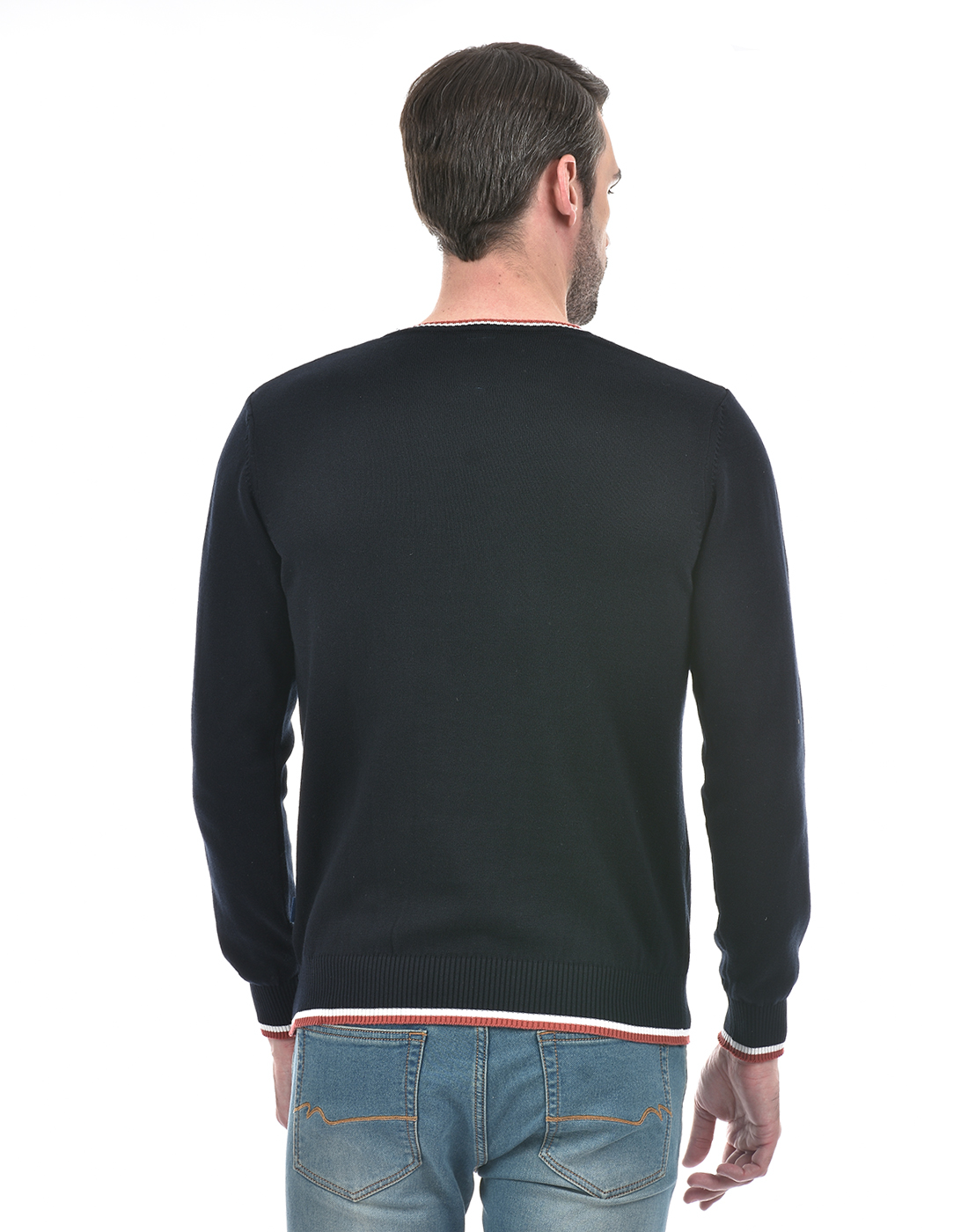 Numero Uno Men Striped Dark Blue Sweater